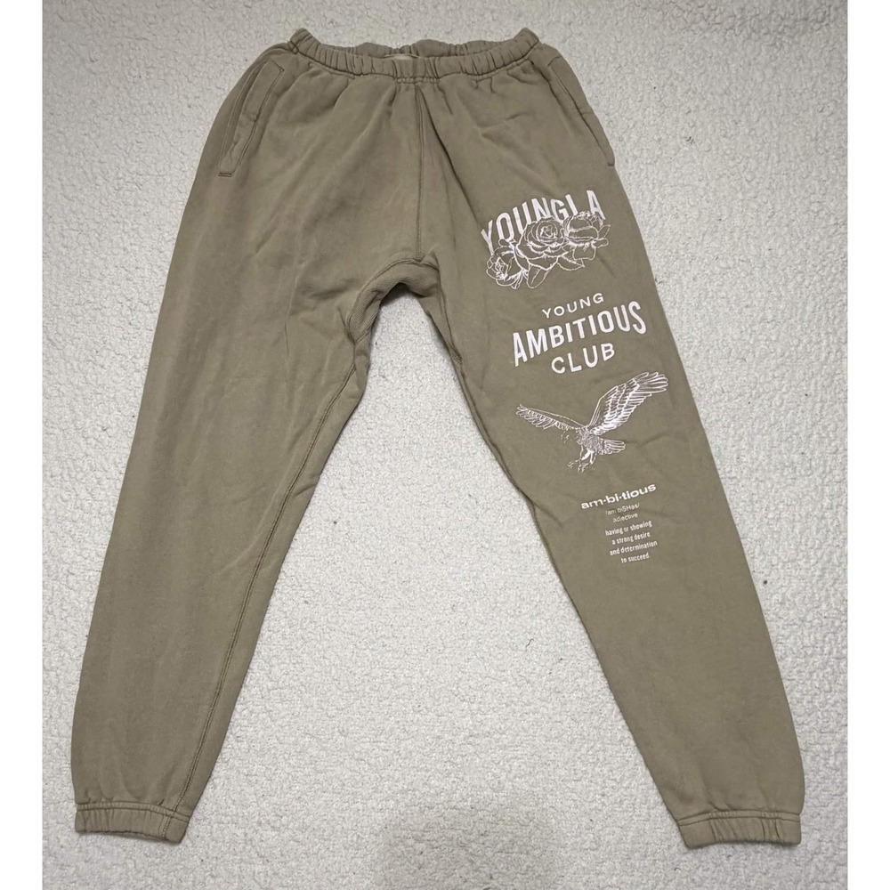 YoungLA Mens Young Ambitious Club Sweatpants Olive Green Joggers 233 M